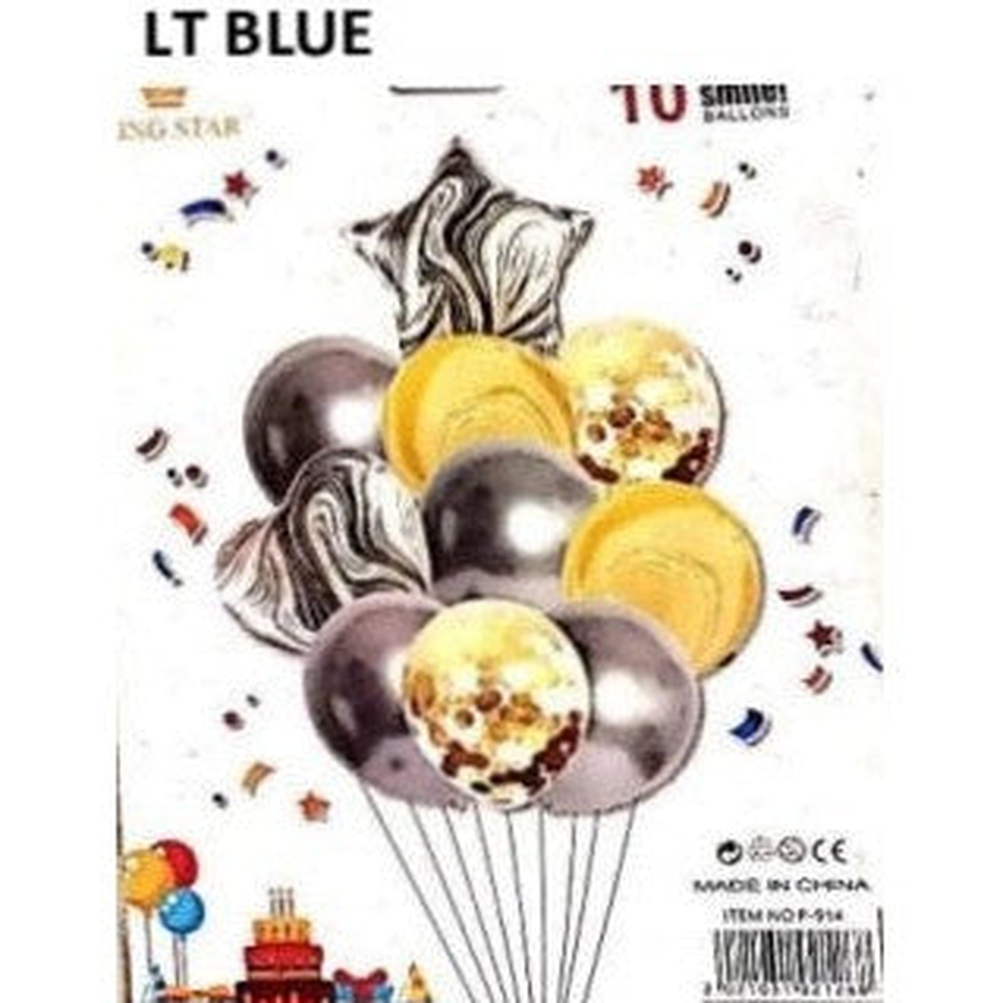 Party Star & Heart Latex Marble Balloon 10piece Set