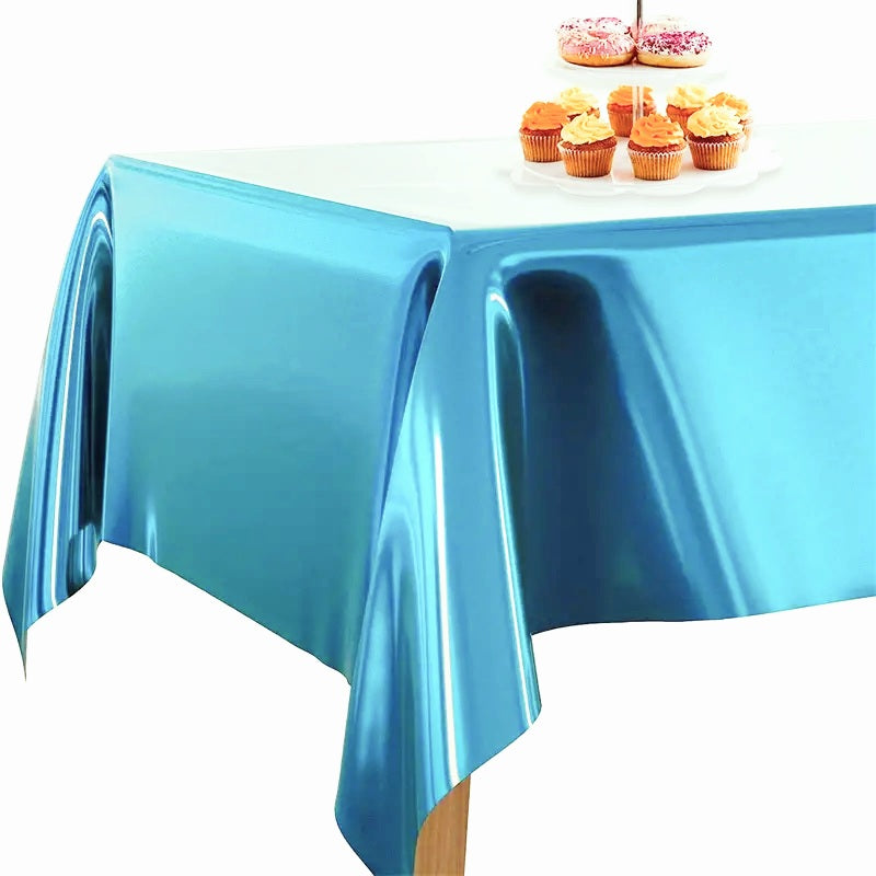 Metallic Plastic Table Cover 137x183cm Rectangular