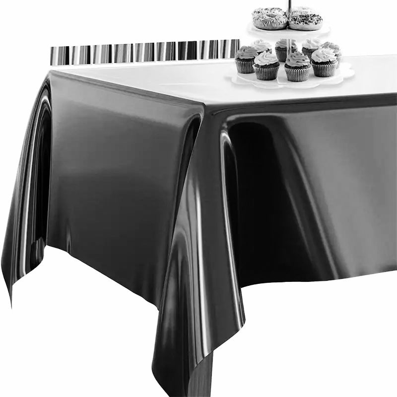 Metallic Plastic Table Cover 137x183cm Rectangular