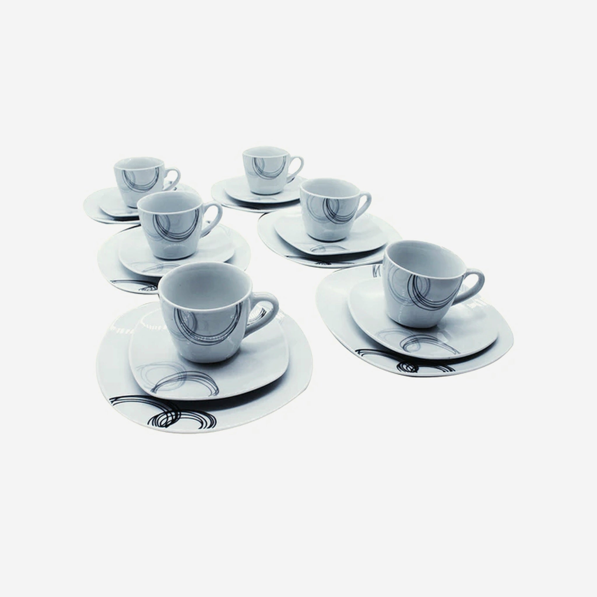 Ceramic Dinner Set Black & White 18pc