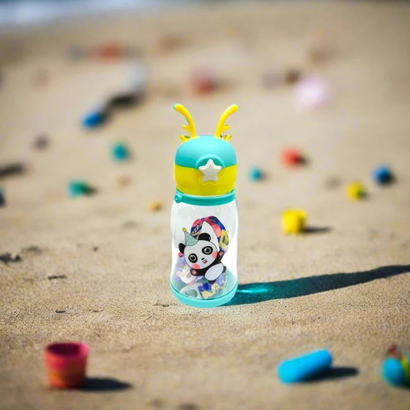 Kids Deer Horn Water Bottle 600ml with Sipper Lid 19x8cm