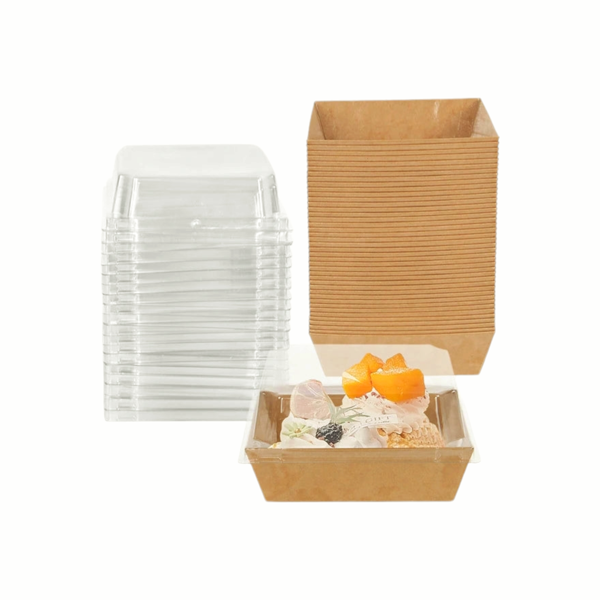 Disposable Serving To Go Kraft Food Tray with Lid 16x23.5x4cm