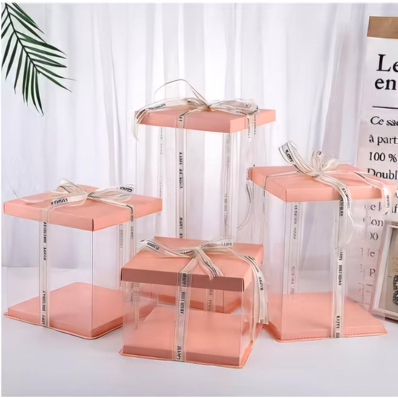 Plastic PVC Gift Box Transparent Square Heigthened