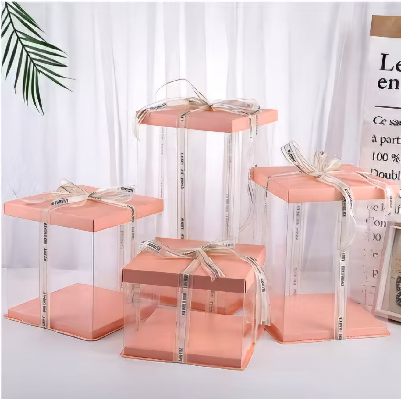 PVC Cake Gift Box Transparent Square Heigthened