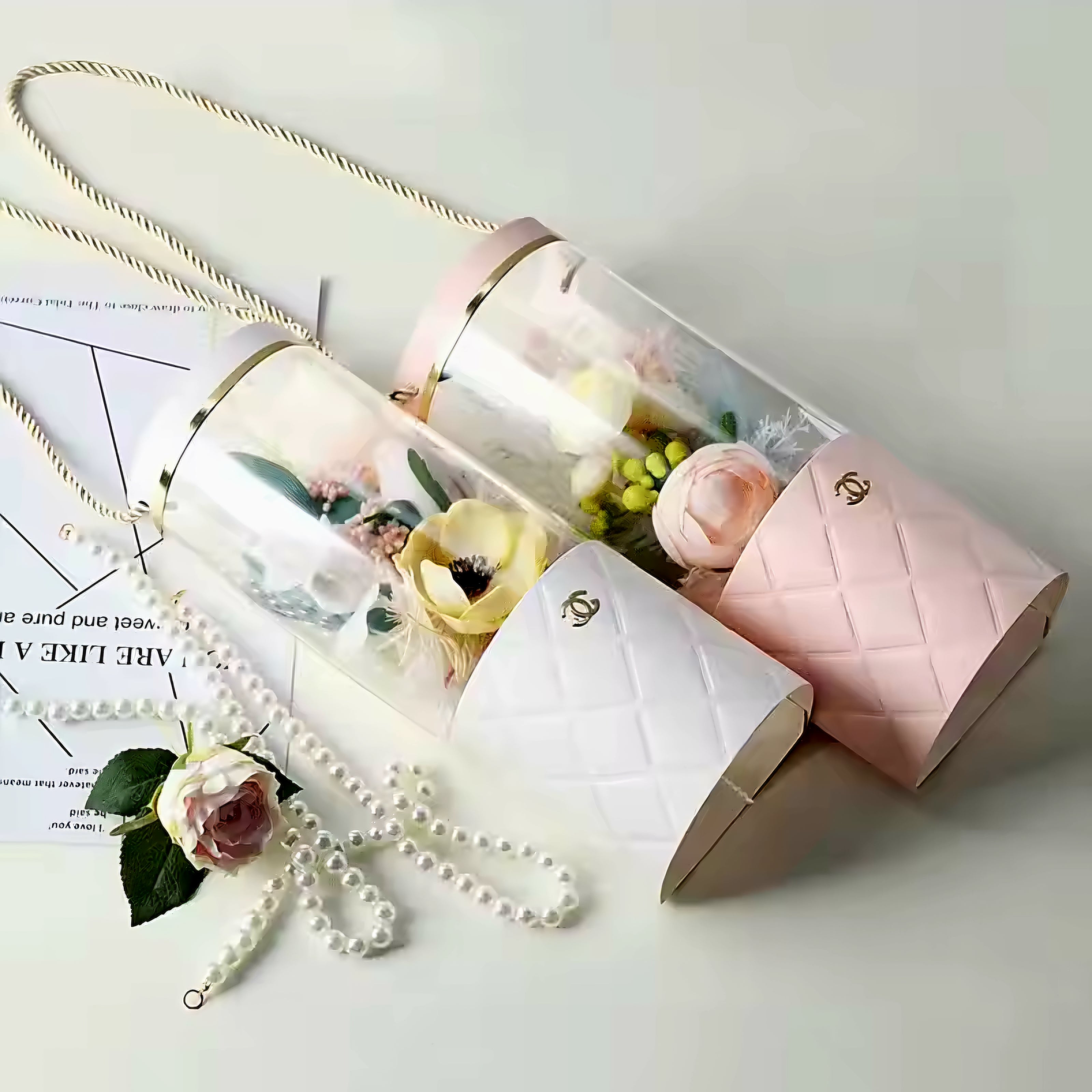 Florist Gift Tube Box with Transparent PVC Window 10x5x27.5cm 1pc