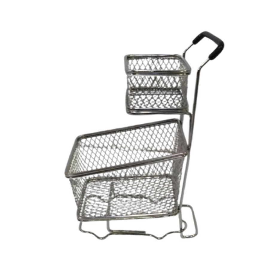 Chip Fryer Serving Basket Double Mini Trolley 10.1x13.3x21.5cm SGN2126