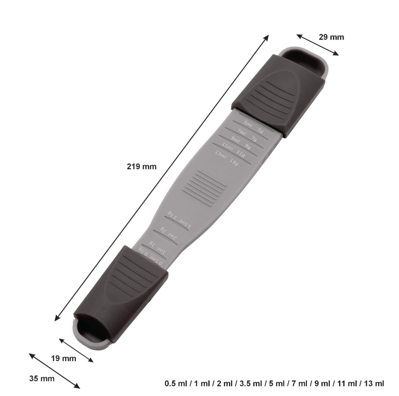 Regent Bakeware Adjustable Measuring Spoon Grey Plastic 0.5ml and 13ml