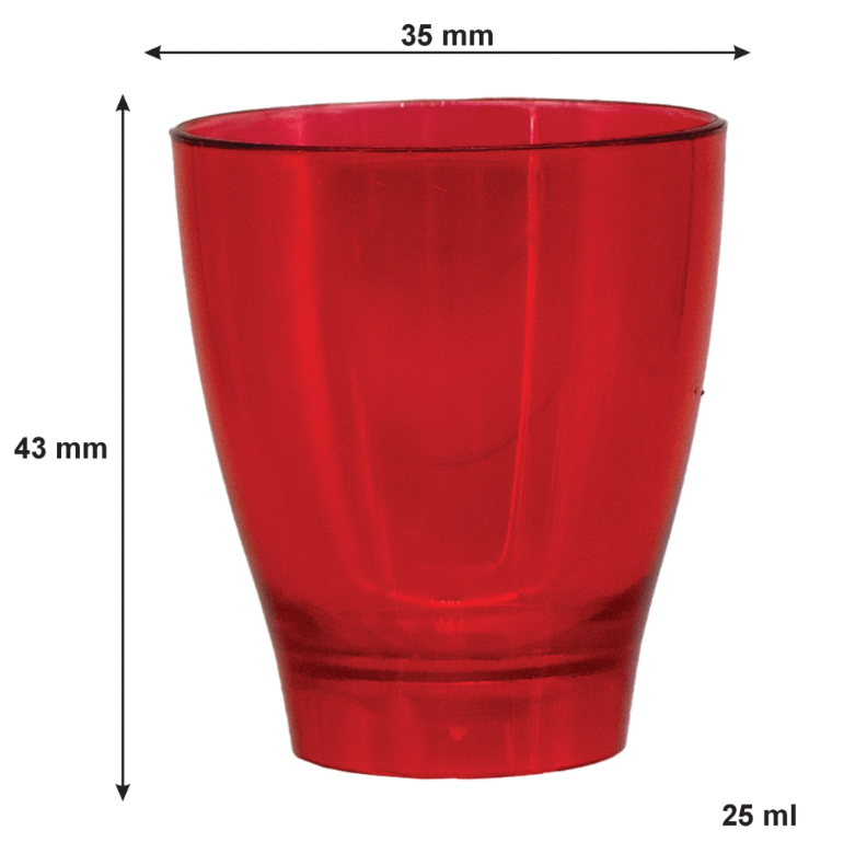 Bar Butler Plastic Shot Glasses on Tray 25ml Tot Measure 10pc 21476