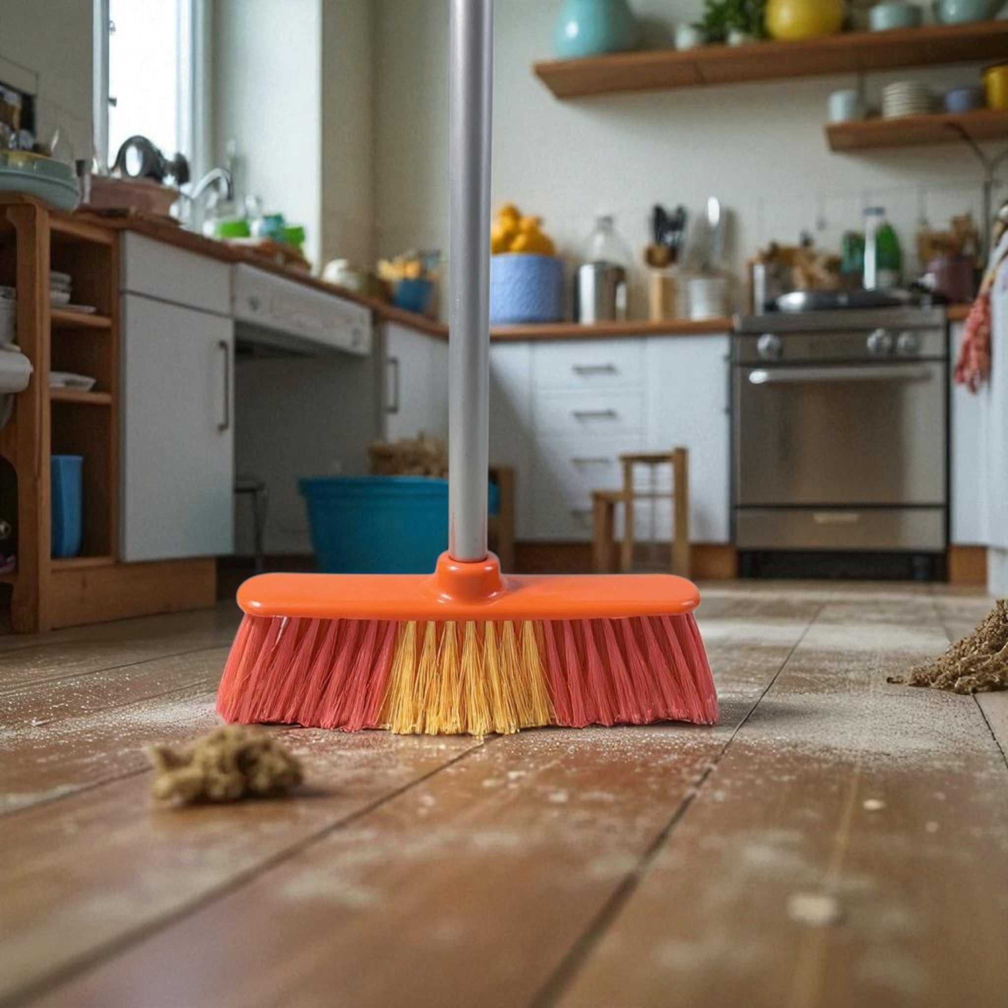 Household Floor Broom with Steel Stick 371