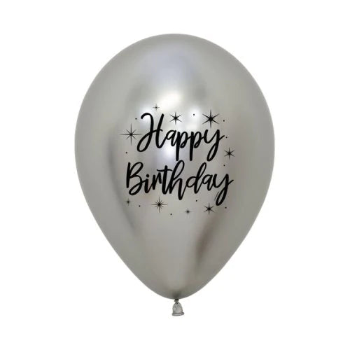 Happy Birthday Print Latex Balloons 6pack