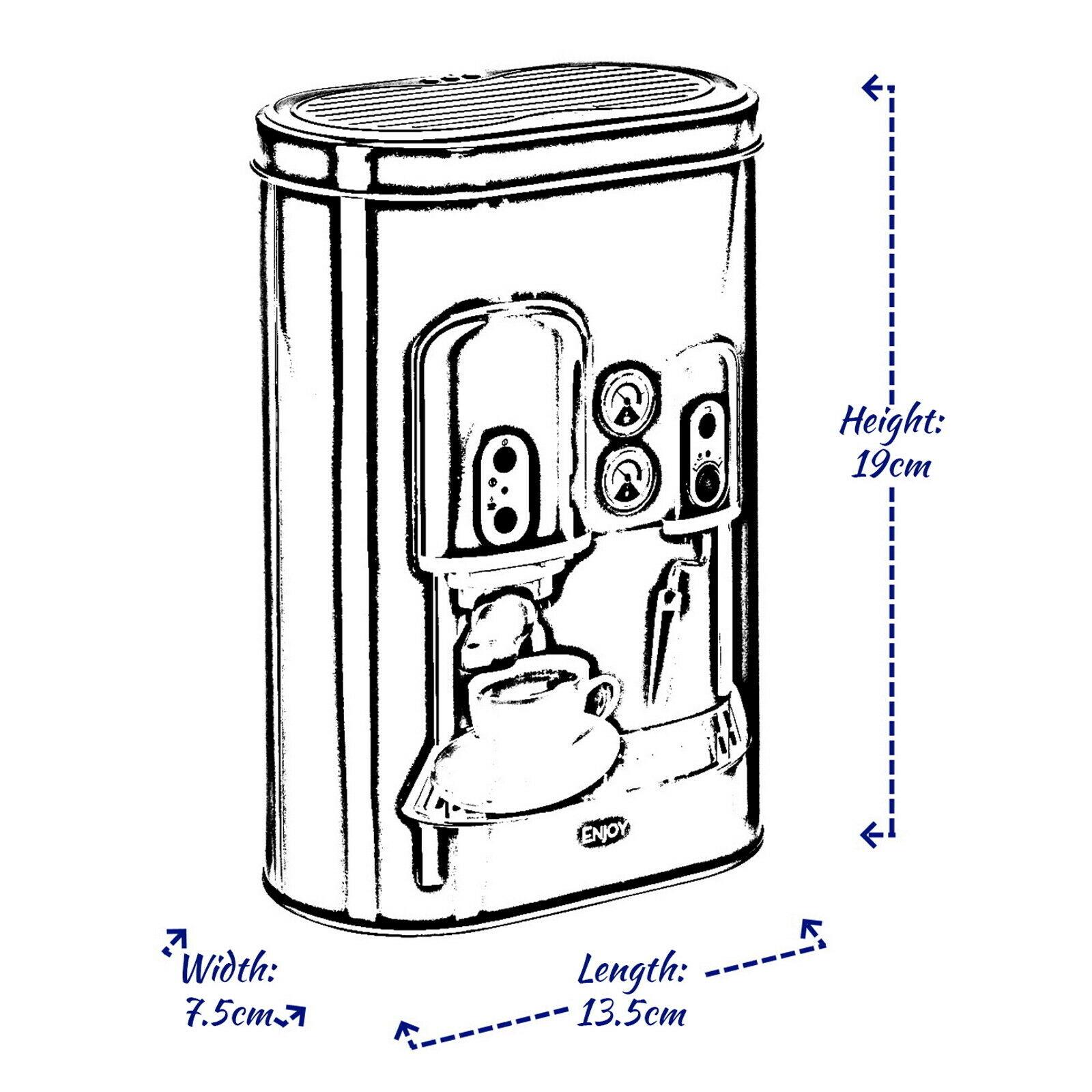 Retro Coffee Machine Tin Canister Food Storage Container Kitchen Jar Holder 13151