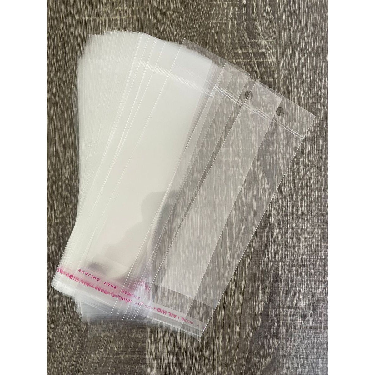 Polyprop Cellophane Selfseal Long Bags 8x60+4cm 30mic with Punch Hole 100pack