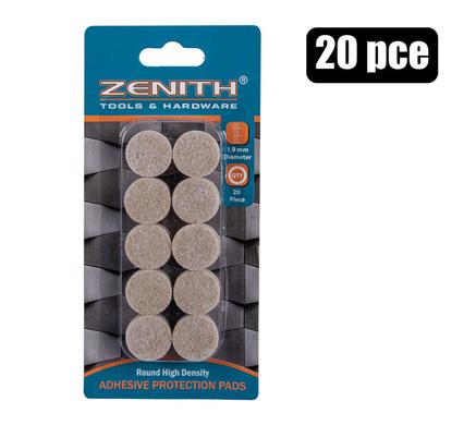 Zenith Protection Pads Brown 2.5cm Round 20pcs