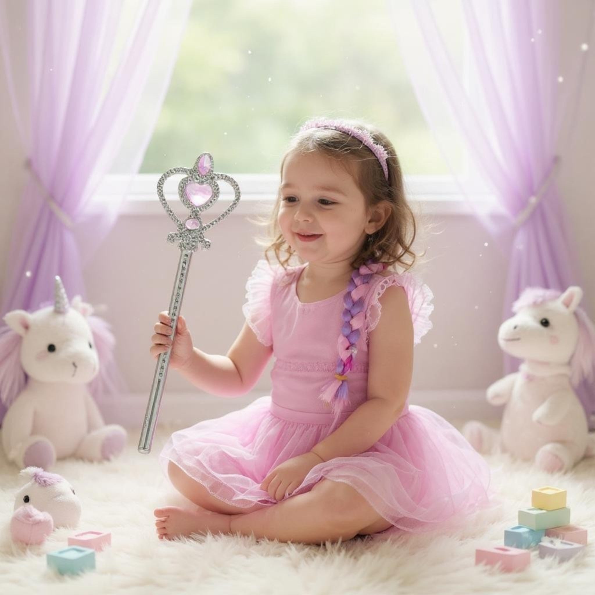 Princess Tiara Set Pink with Wand