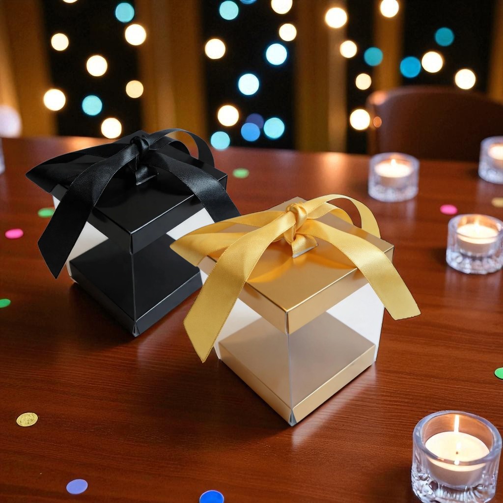 PVC Gift Box Clear with Gold Cardboard Base & Lid