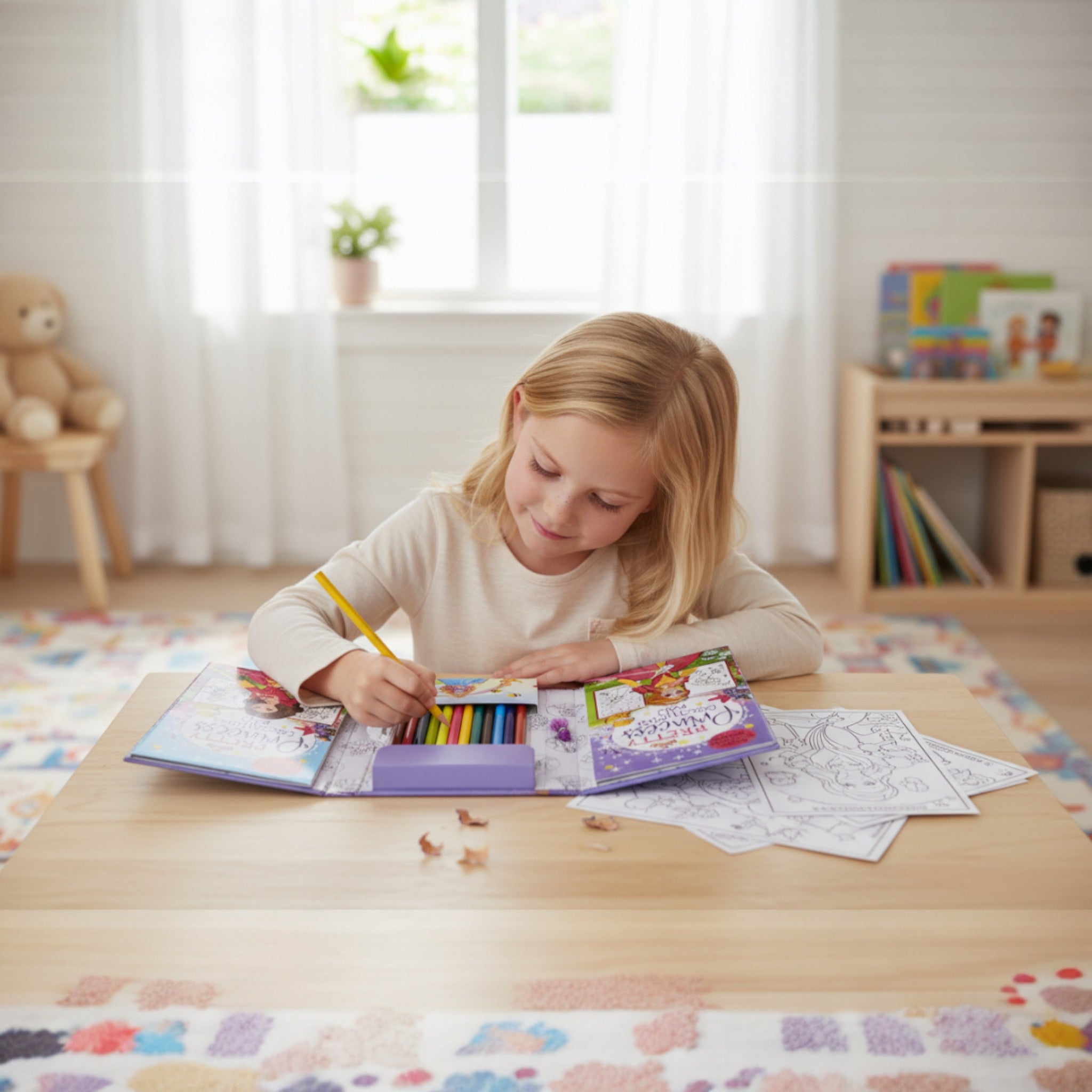 Princess Travel Coloring Activity Book with Coloured Pencils