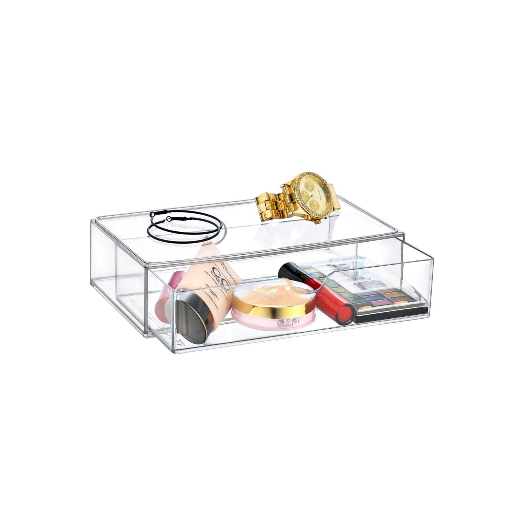 Modern Jewellery Cosmetic Storage Drawer Organizer Box - Clear Plastic Waterproof