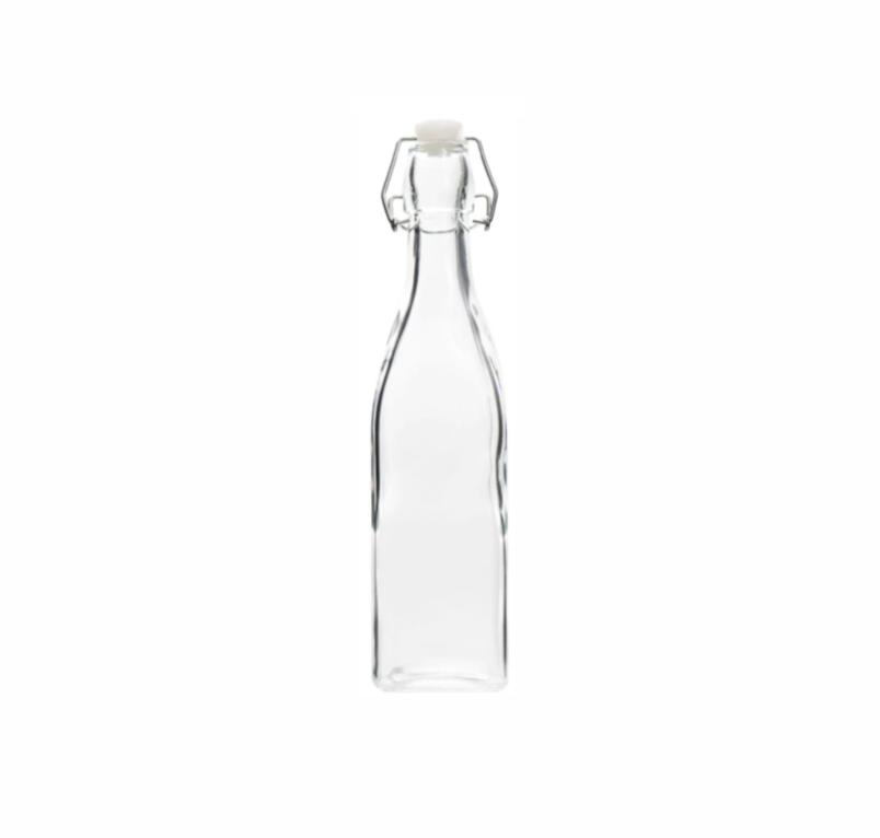 Regent Glass  Water Bottle Square with Clip Top Lid 1L 26107