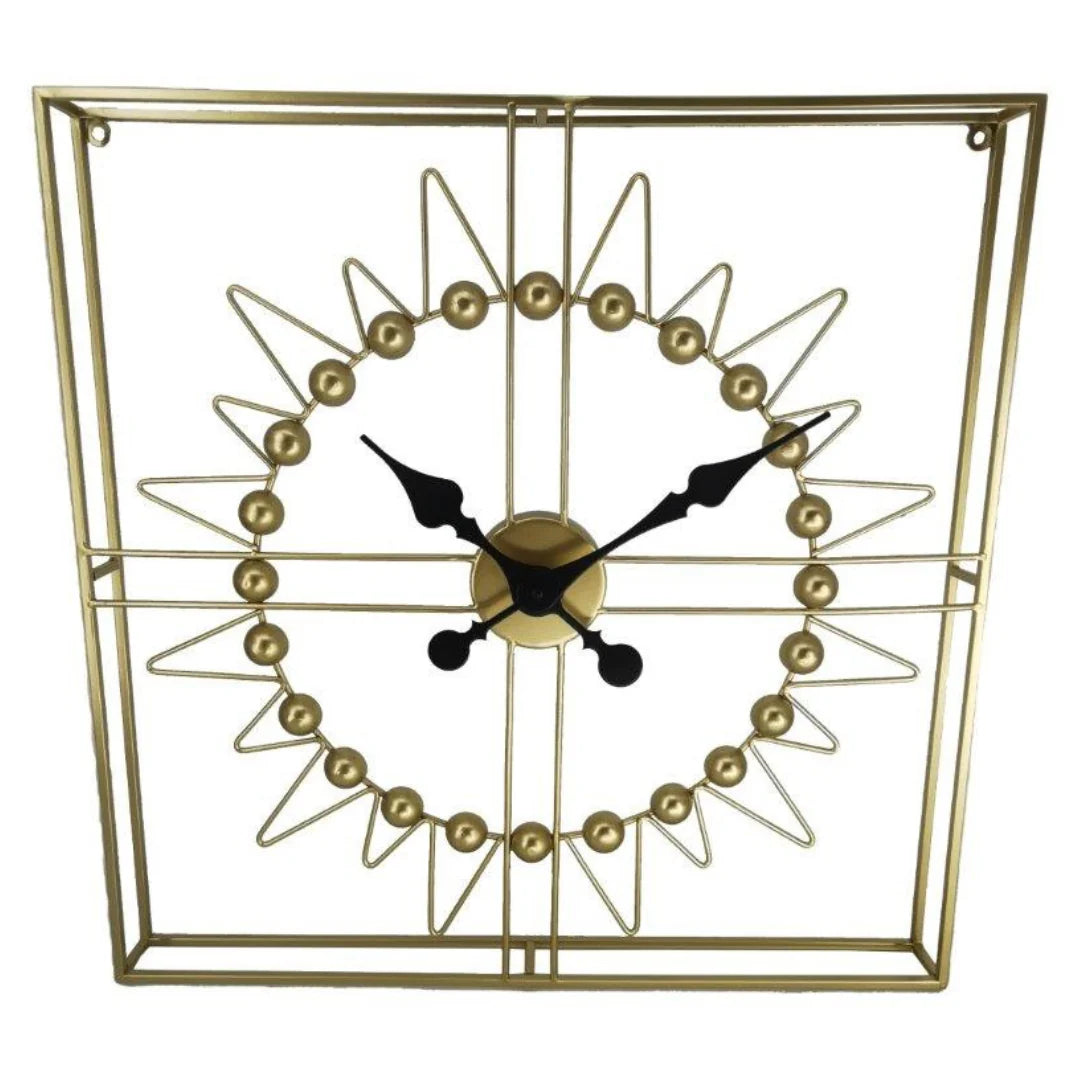 Square Gold Metal Wall Clock L: 60cm x W: 60cm x H: 5cm