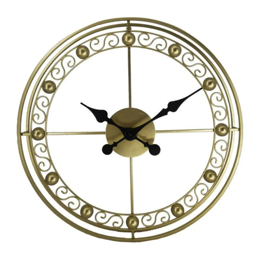 Round Gold Metal Wall Clock L: 60cm x W: 60cm x H: 6cm