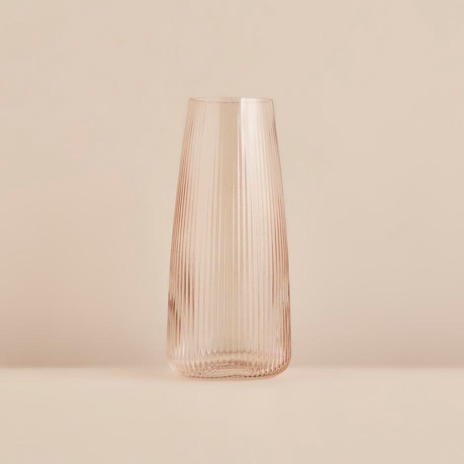 Glass Flower Vase Ribbed Roxi 21cm 22715