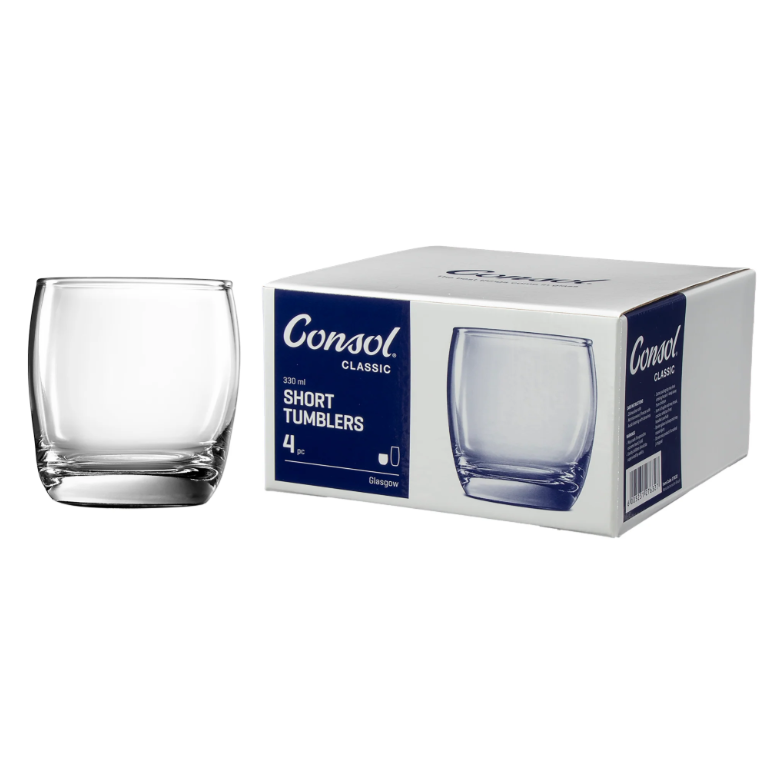 Consol Glasgow Glass Tumbler 330ml Whisky 4pack 27632