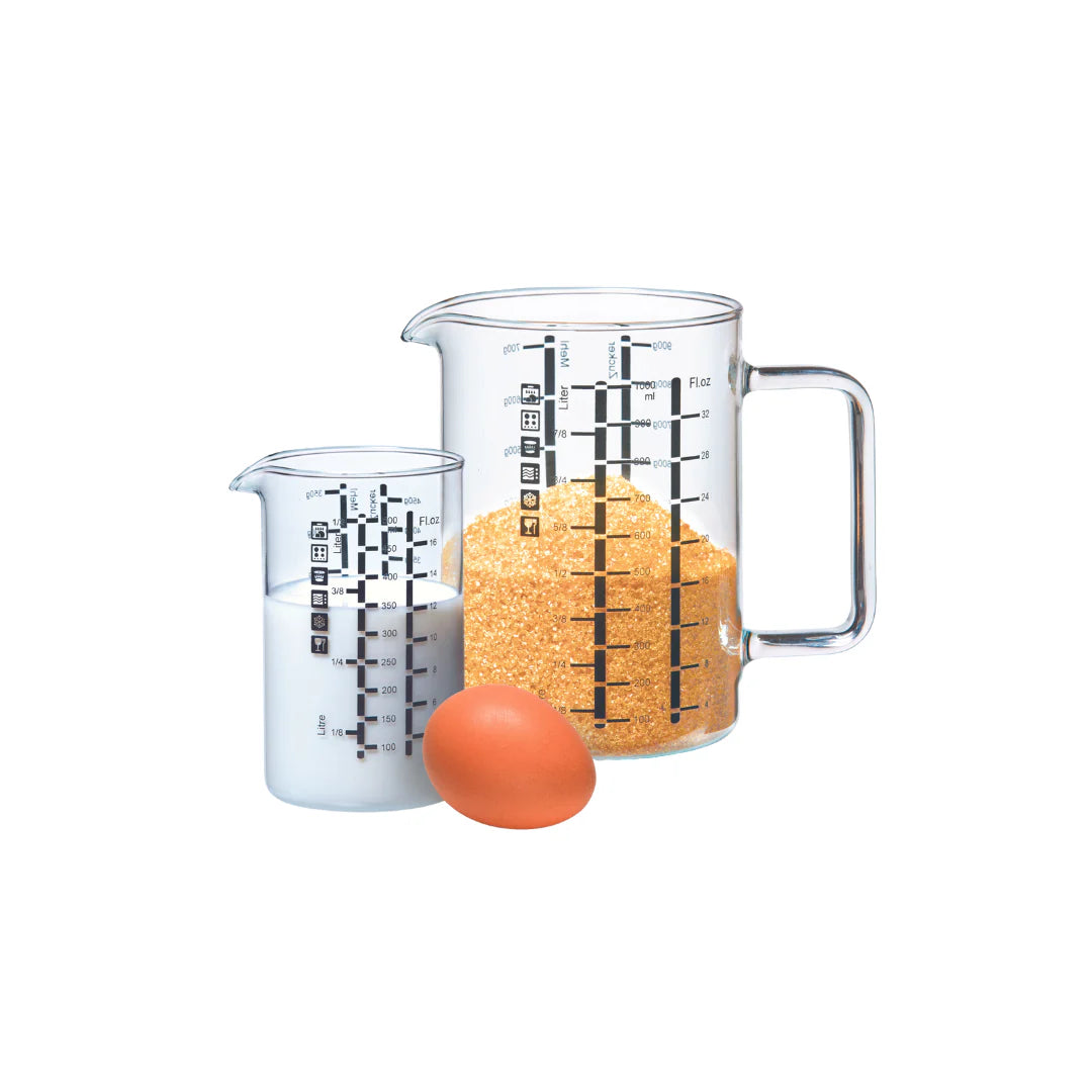 Simax 2-Piece Glass Measuring Beaker Jug Set 1L/500ml
