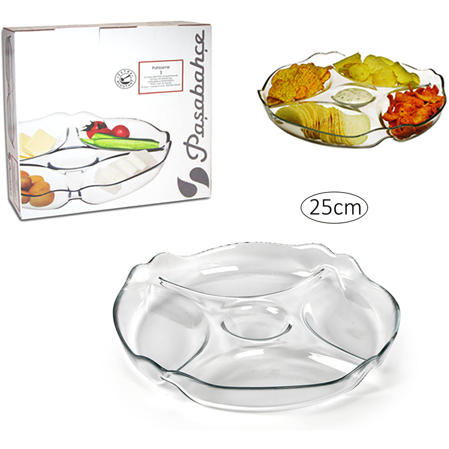 Pasabahce Patisserie Round Appetizer Serving Platter Divided 24cm  23880