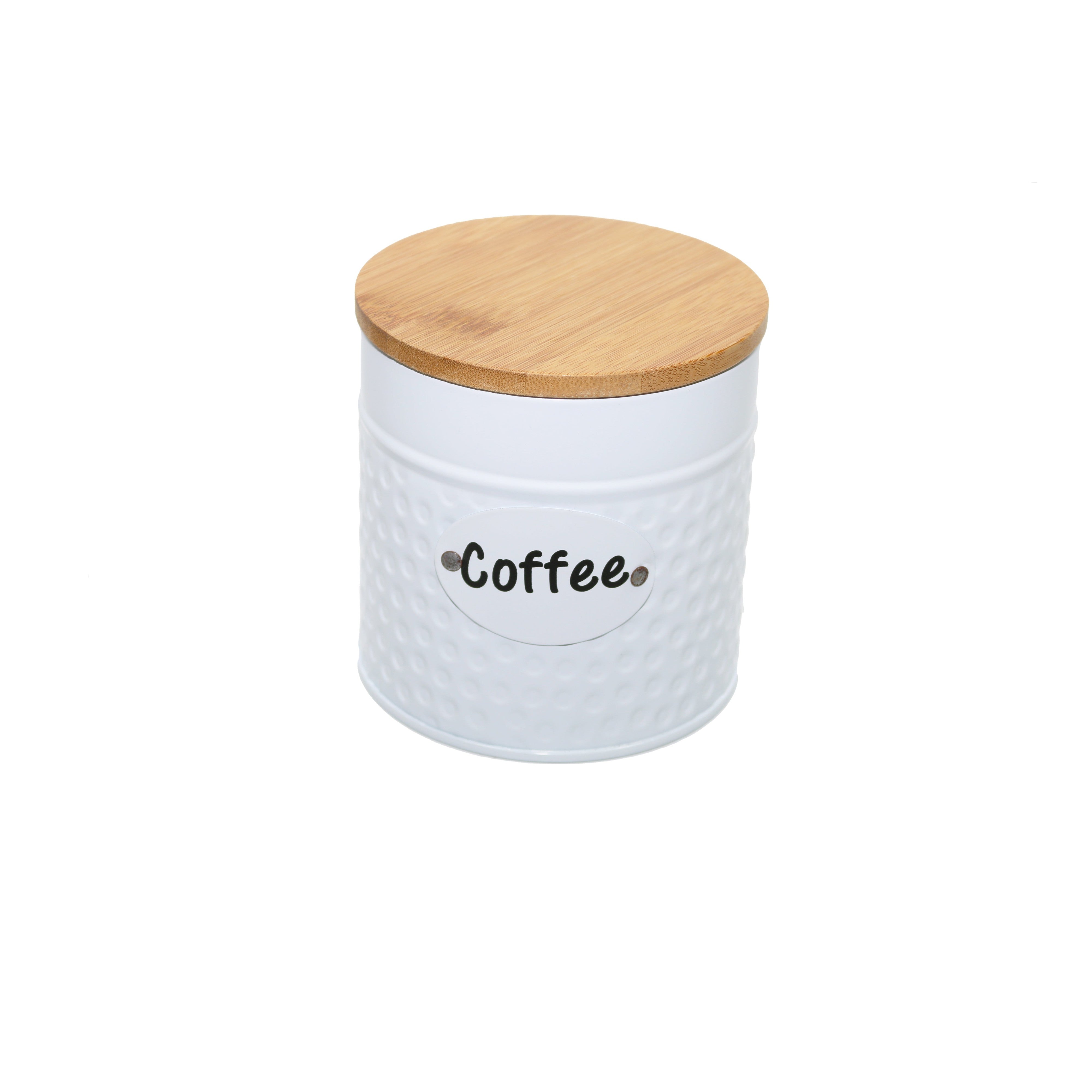 Tin Coffee White Black Round 29799