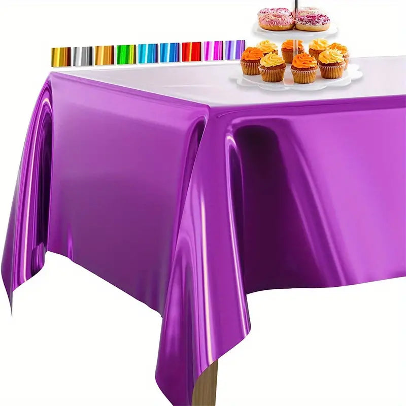 Metallic Plastic Table Cover 137x183cm Rectangular