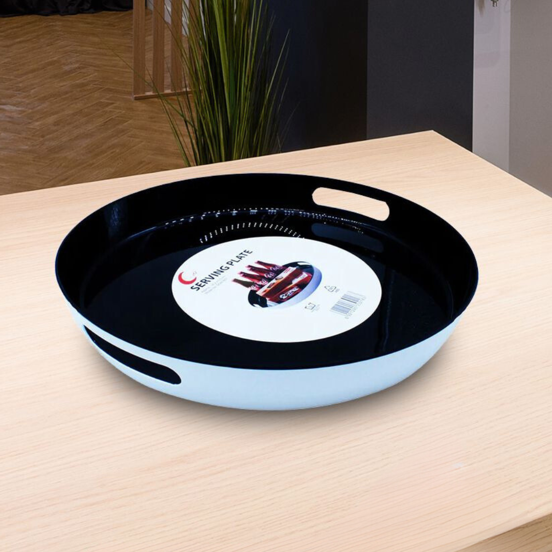 Serving Tray Round 38x5.5cm With Inlet Punch handles