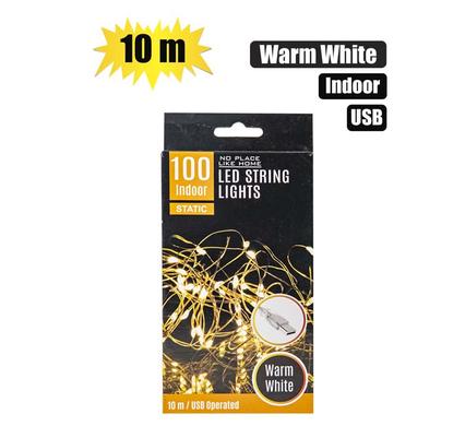 Led String Fairy Lights Indoor 100x Warm White 10m with USB