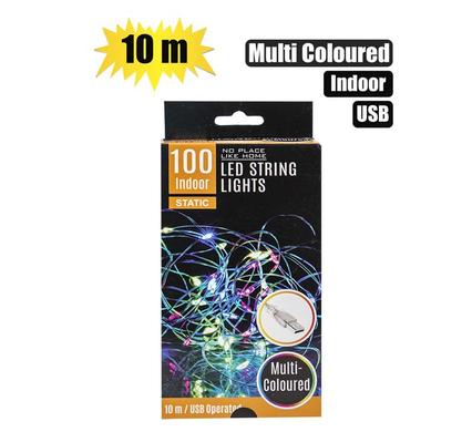 Led String Fairy Lights Indoor 100x Multicolored 10m with USB