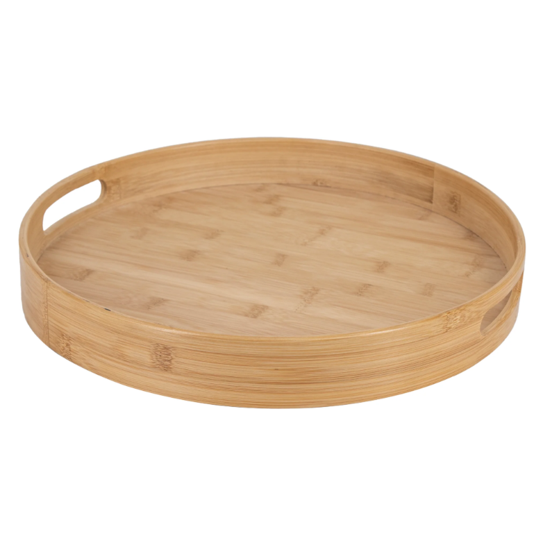 Regent Bamboo Round Serving Tray with Cut Out Handle