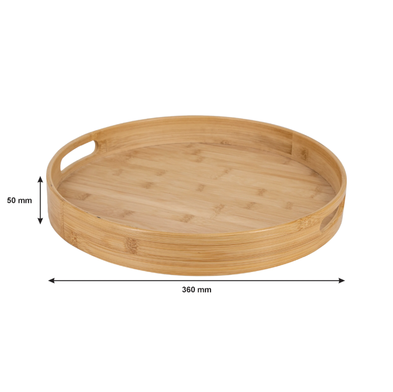 Regent Bamboo Round Serving Tray with Cut Out Handle