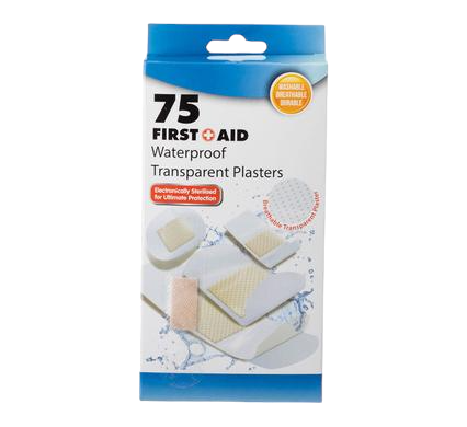 Firstaid Plaster Trans 75 Pack Assorted Size