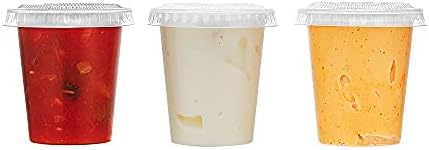 90ml PPET Disposable Plastic Sauce Long Tubs with Lids 50pack