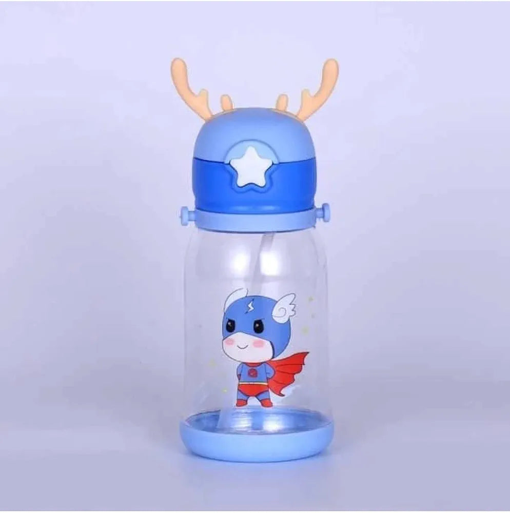 Kids Deer Horn Water Bottle 600ml with Sipper Lid 19x8cm