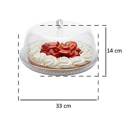 EH Acrylic Patisserie Cake Server Plate with Dome 33x15cm