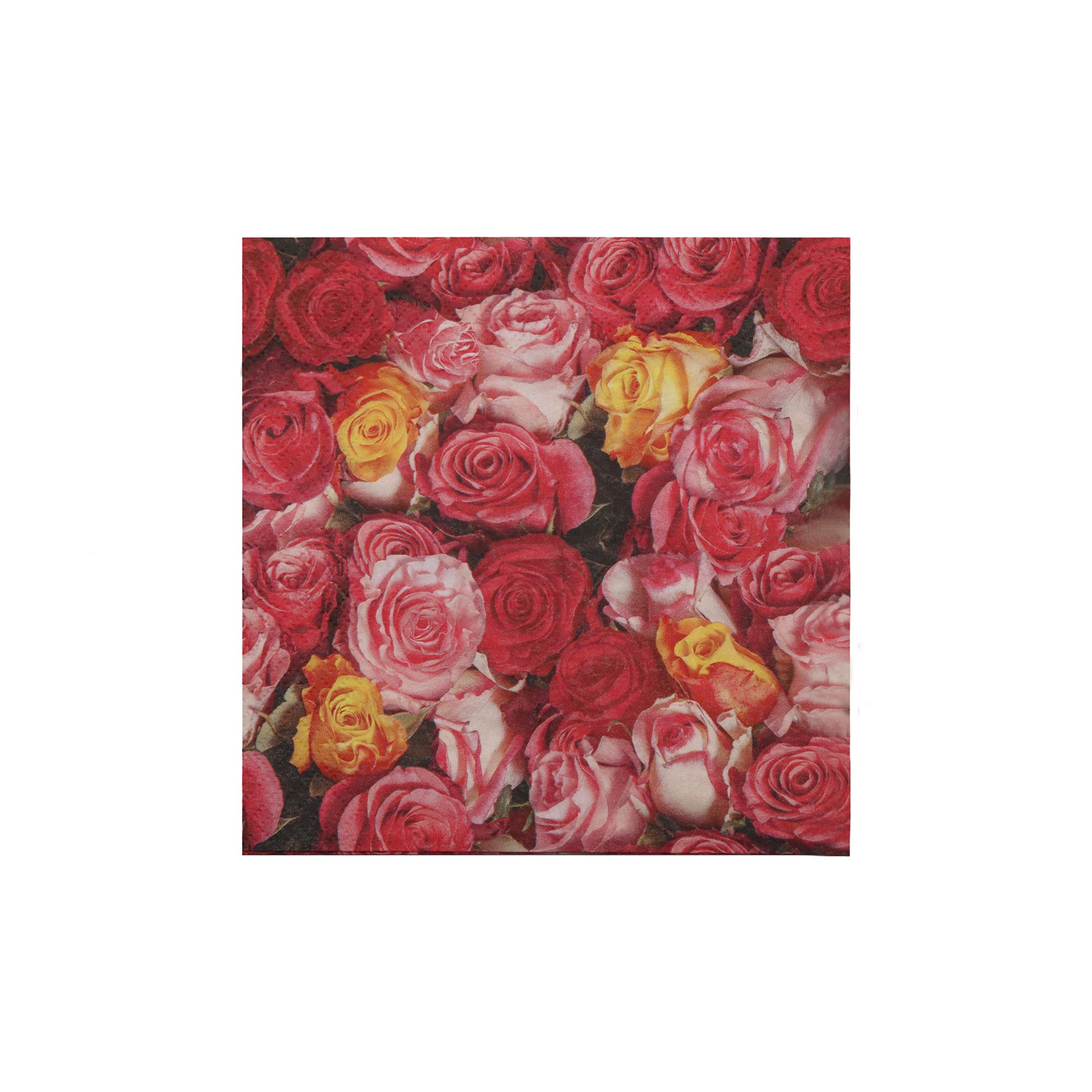Luncheon Table Paper Serviettes 3ply 33x33cm Red Floral Rose 20Pack
