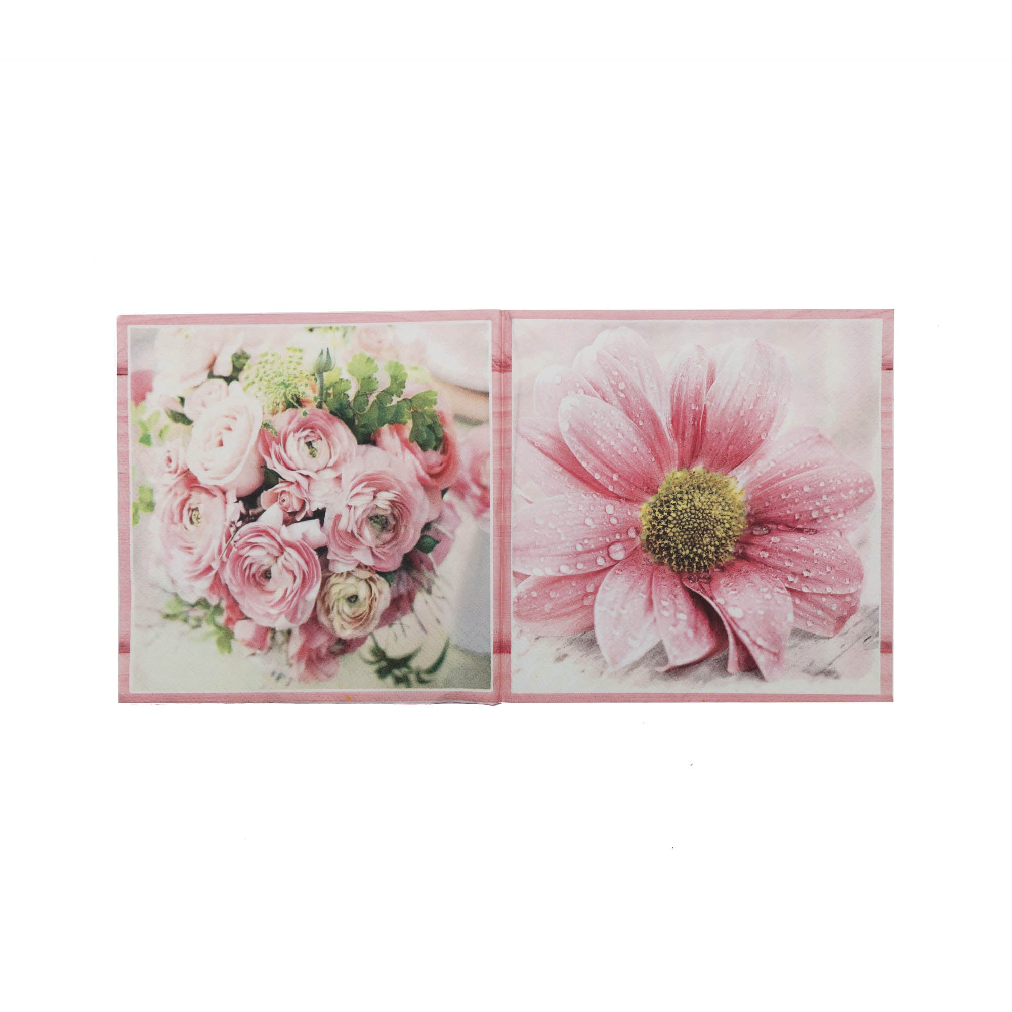 Luncheon Table Paper Serviettes 3ply 33x33cm Pink Flower 20Pack