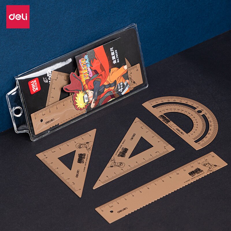 Deli Metal Ruler Drawing Set 15cm Set Silver