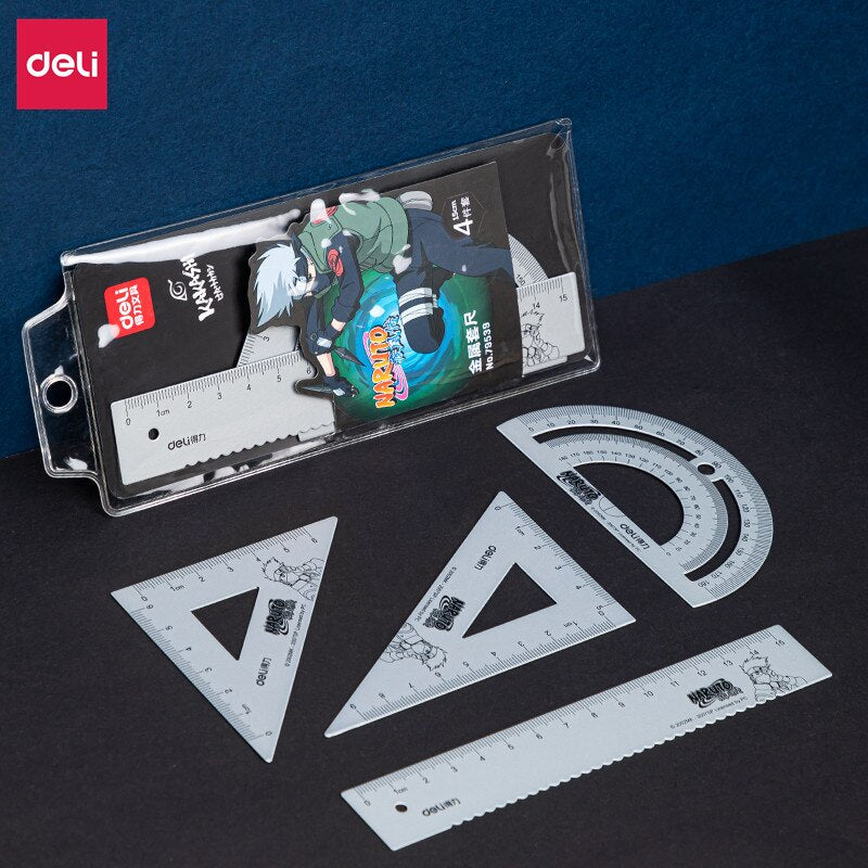 Deli Metal Ruler Drawing Set 15cm Set Silver