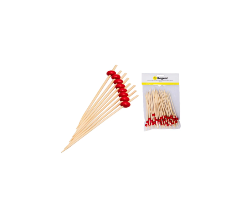 Regent Bamboo Disposable Picks with Red Beads 50Pcs 35133