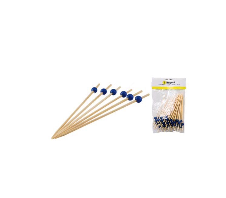Regent Bamboo Disposable Picks with Blue Beads 50Pcs 35134