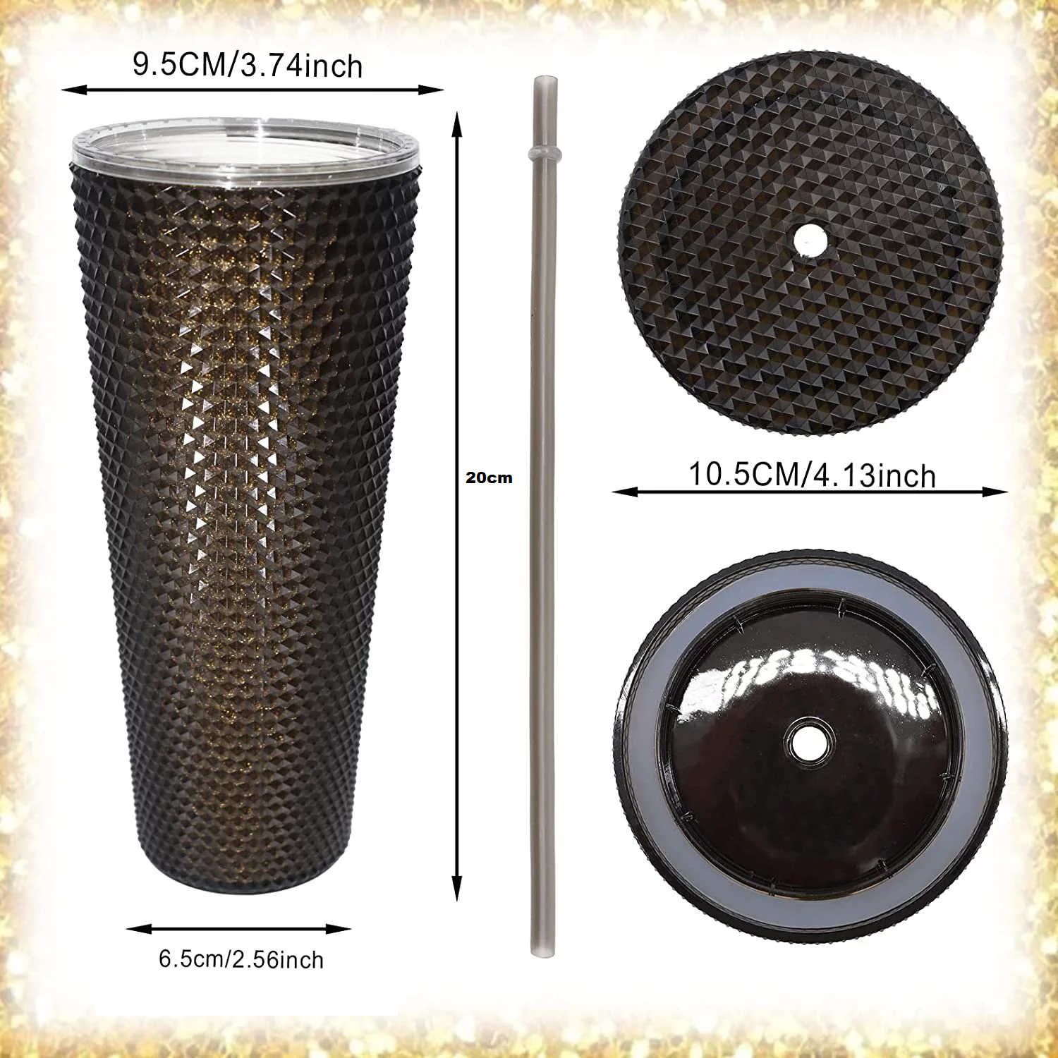 Studded Drinking Tumbler 600ml Metallic Smoothie Cup