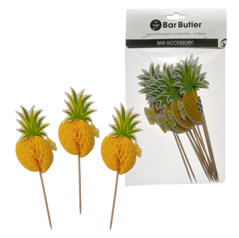 Bar Butler Fold Out Pineapple Cocktail Picks 12pcs 150mm