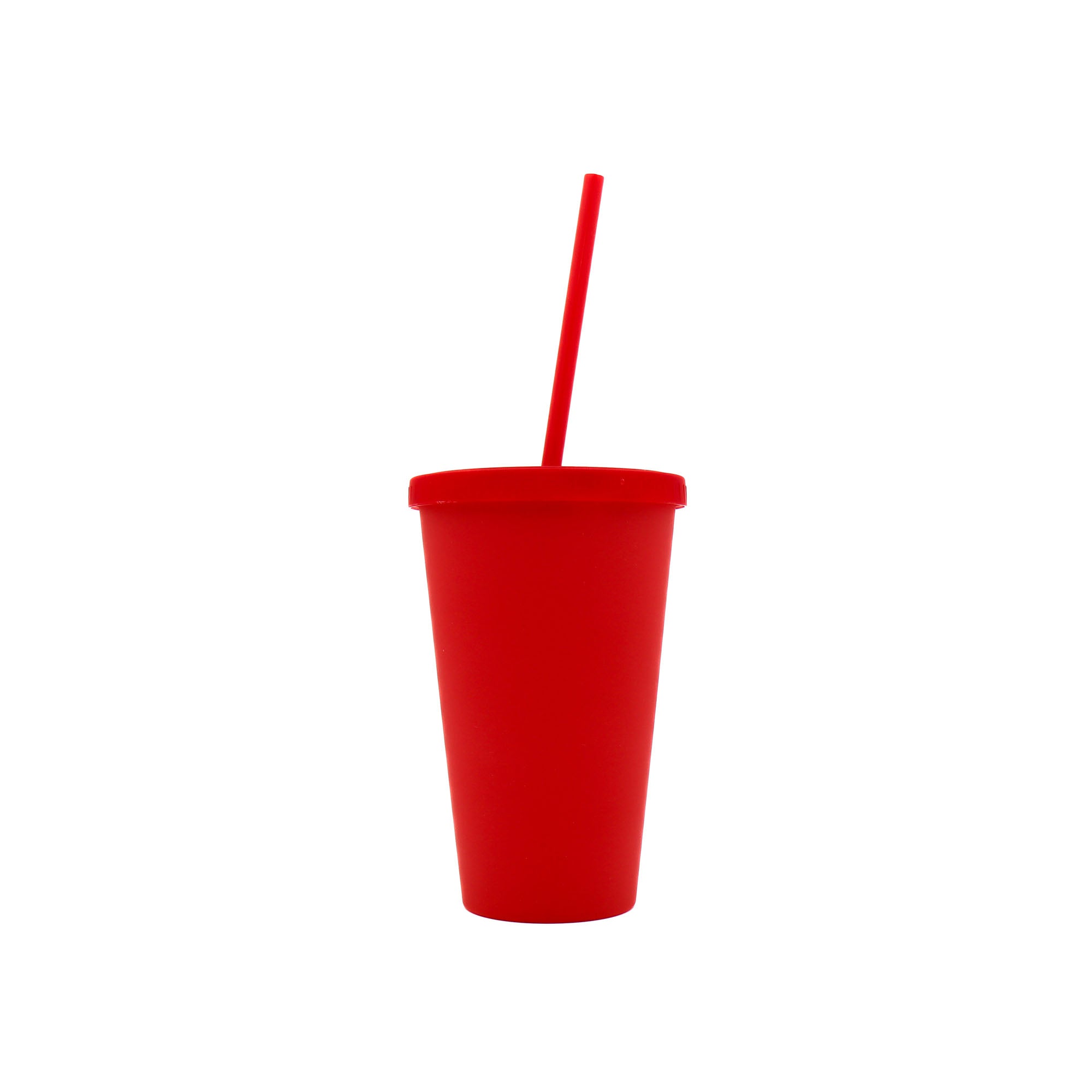 Acrylic Drinking Tumbler 450ml Solid Colored Matte Finish Cup & Straw