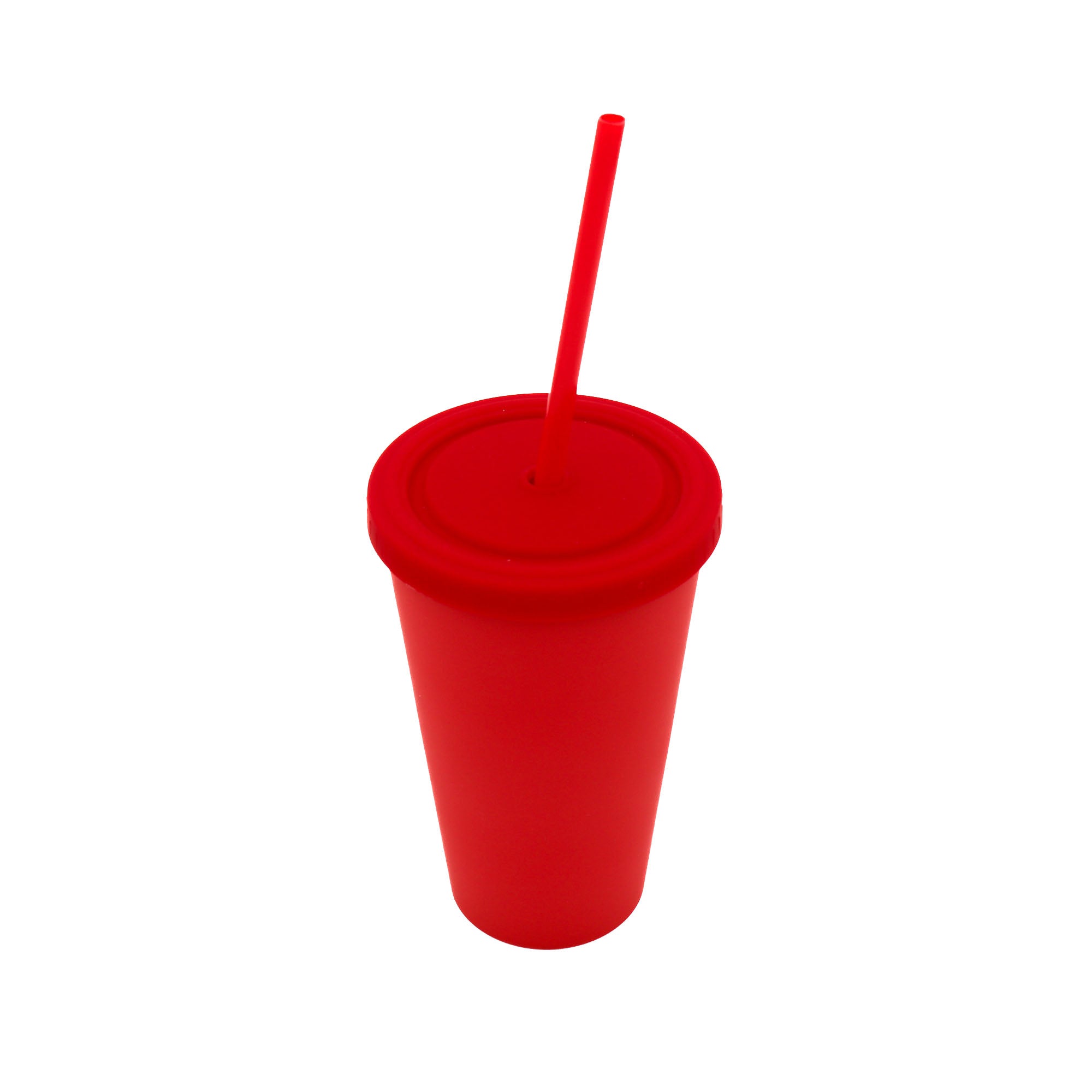 Acrylic Drinking Tumbler 450ml Solid Colored Matte Finish Cup & Straw