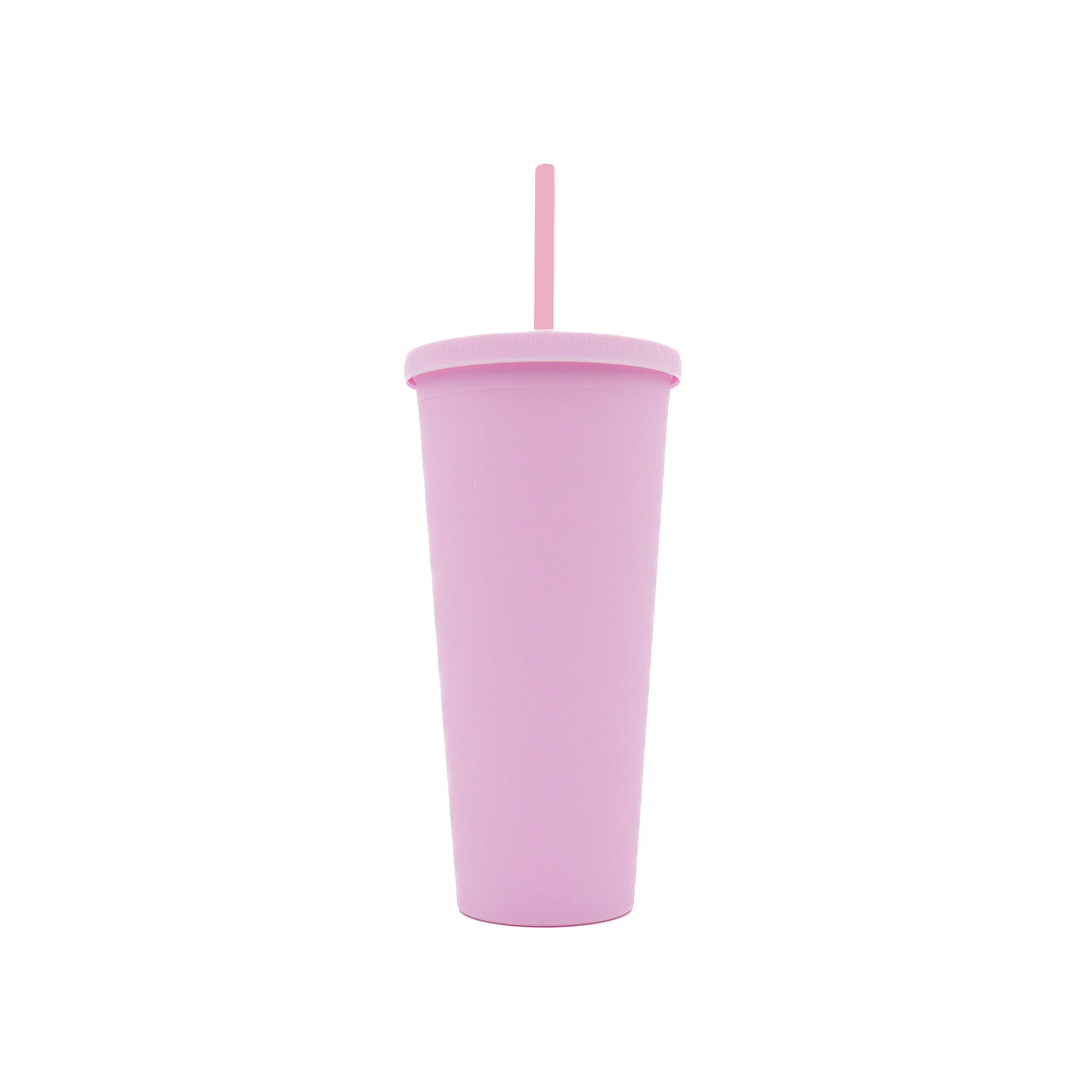 Acrylic Drinking Tumbler 600ml Pastel Colored Matte Finish Cup & Straw